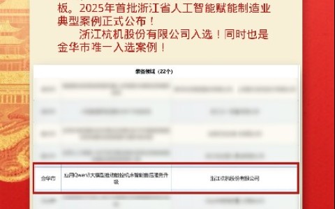 喜报！杭机股份入选全省人工智能赋能制造业典型案例！